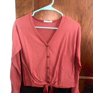 long sleeve tie top